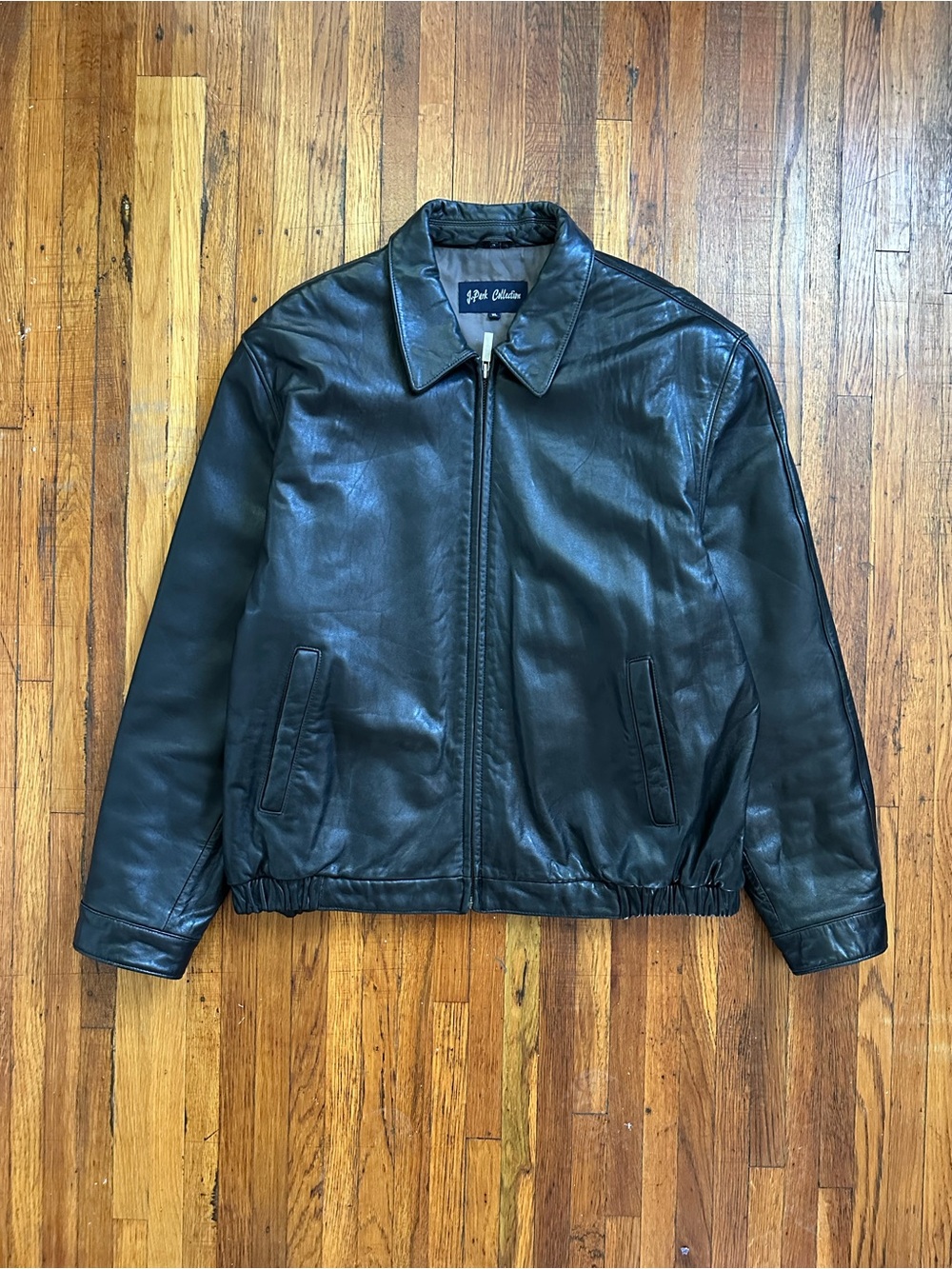 J. Park Collection Black Lambskin Leather Bomber Jacket Size XL